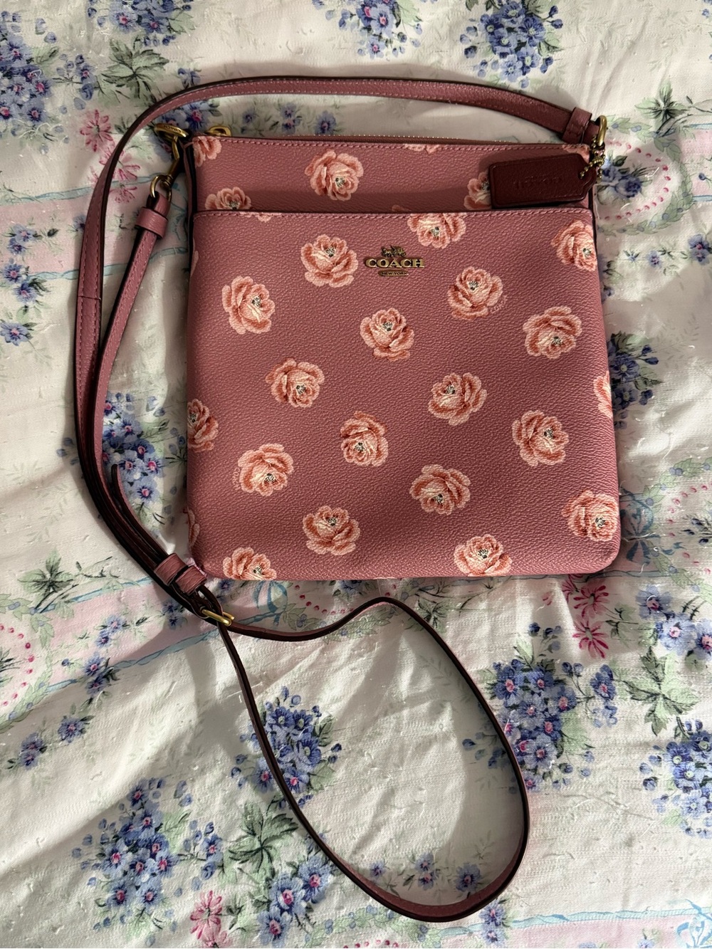 Coach Mauve Floral Print Crossbody Bag